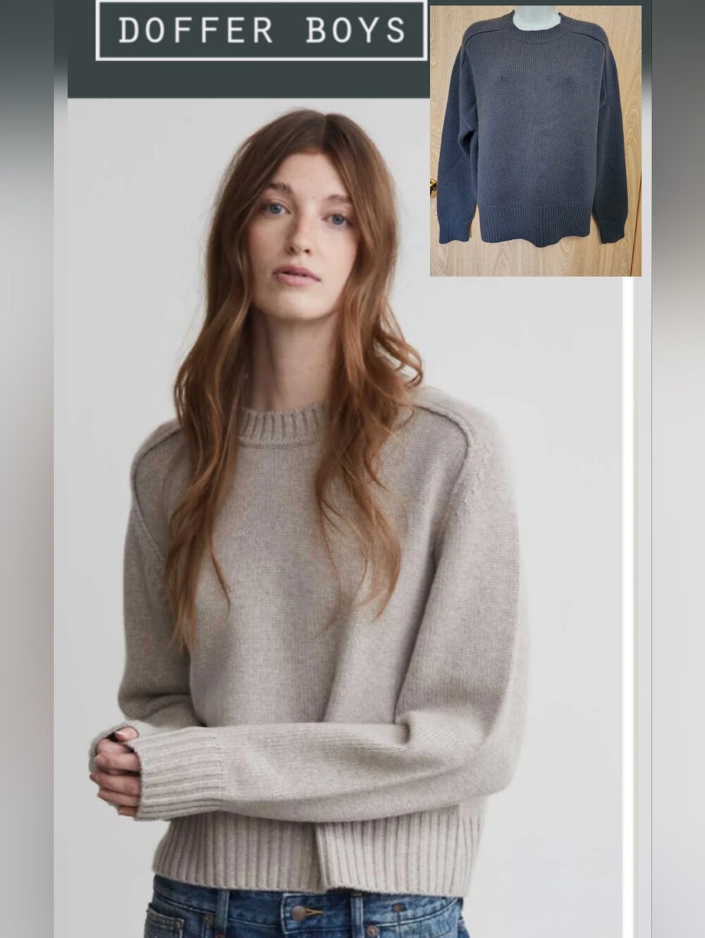 Doffer Boys 100% Cashmere Luxurious Thick Sweater CHARCOAL GRAY Oversize Small